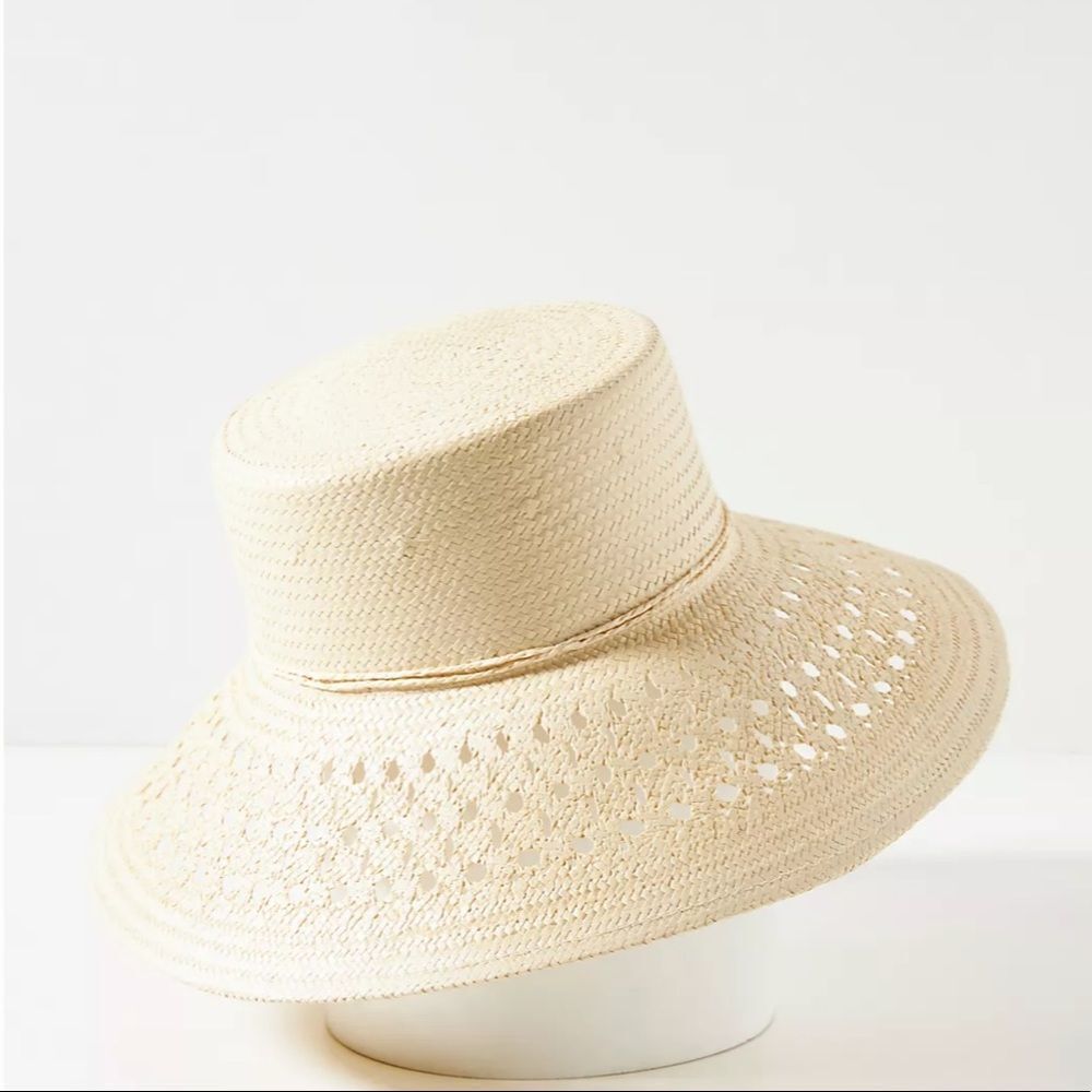Anthropologie Thalia Woven Bucket Hat Flower Pot NWT Adjustable Sold Out style. - Picture 2 of 8